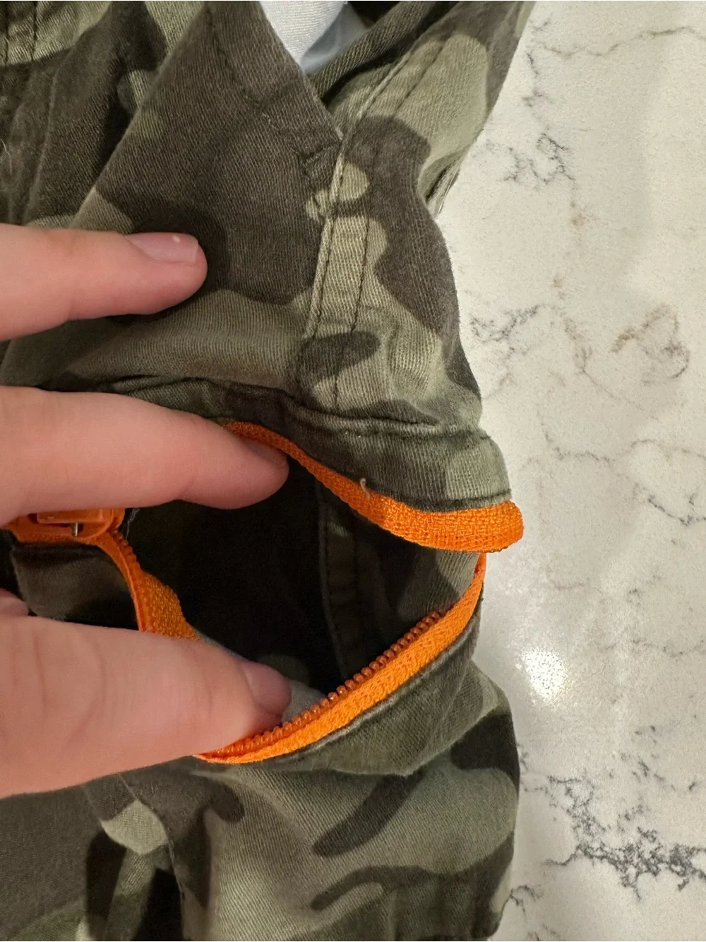Garanimals Boys Camo Cargo Shorts with Orange Zip Accent